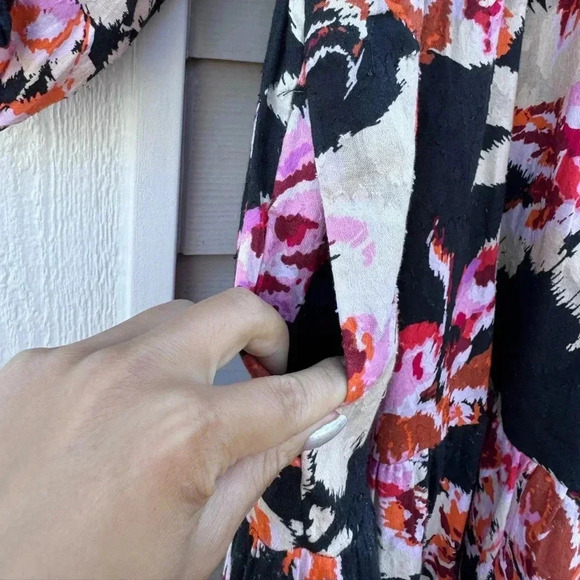 Anthropologie Blossom Textured Floral Smocked Back Maxi Dress Pockets - Picture 9 of 11